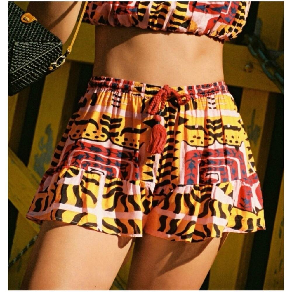 Anthropologie x Joao Incerti Women’s Sz S Multicolor Shorts Ruffle Drawstring